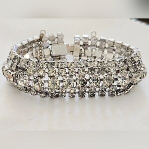 Vintage Hollywood Glam 1950-60's Rhinestone Cocktail Bracelet